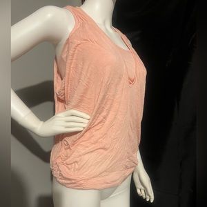 Peach double layer flowy top